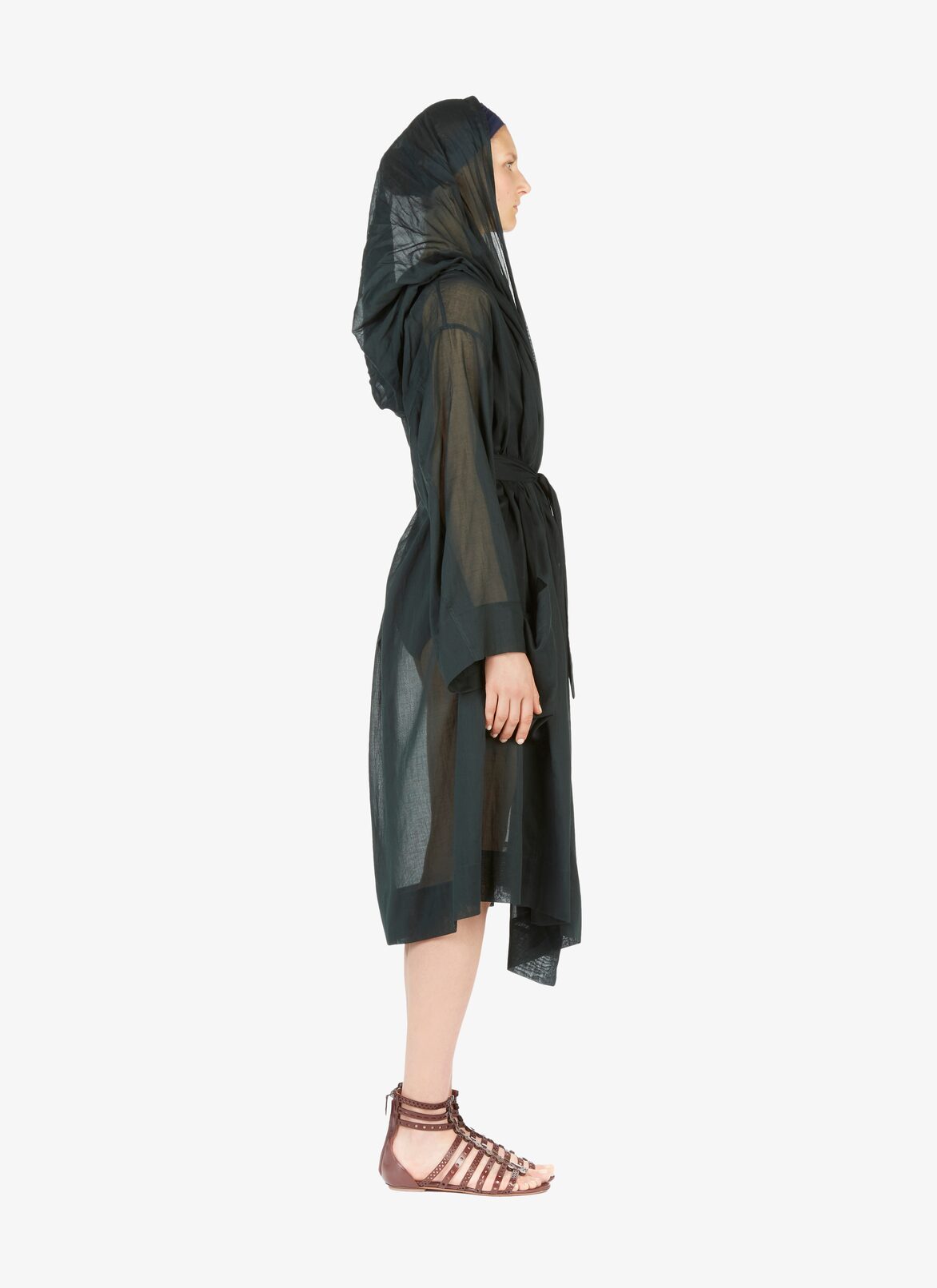 Alaïa Edition 1995 Cotton Chiffon Robe Dress ALAÏA FIR GREEN ALAÏA EDITION 1995 COTTON CHIFFON ROBE DRESS